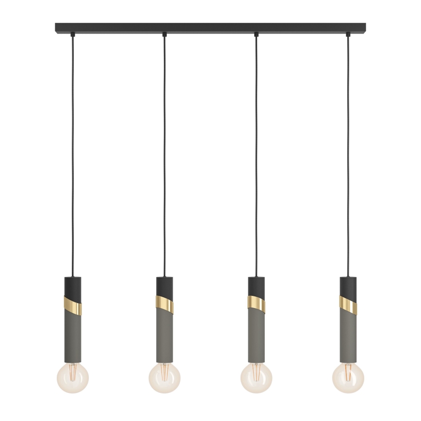 Eglo - Candeeiro suspenso 4xE27/40W/230V preto/dourado