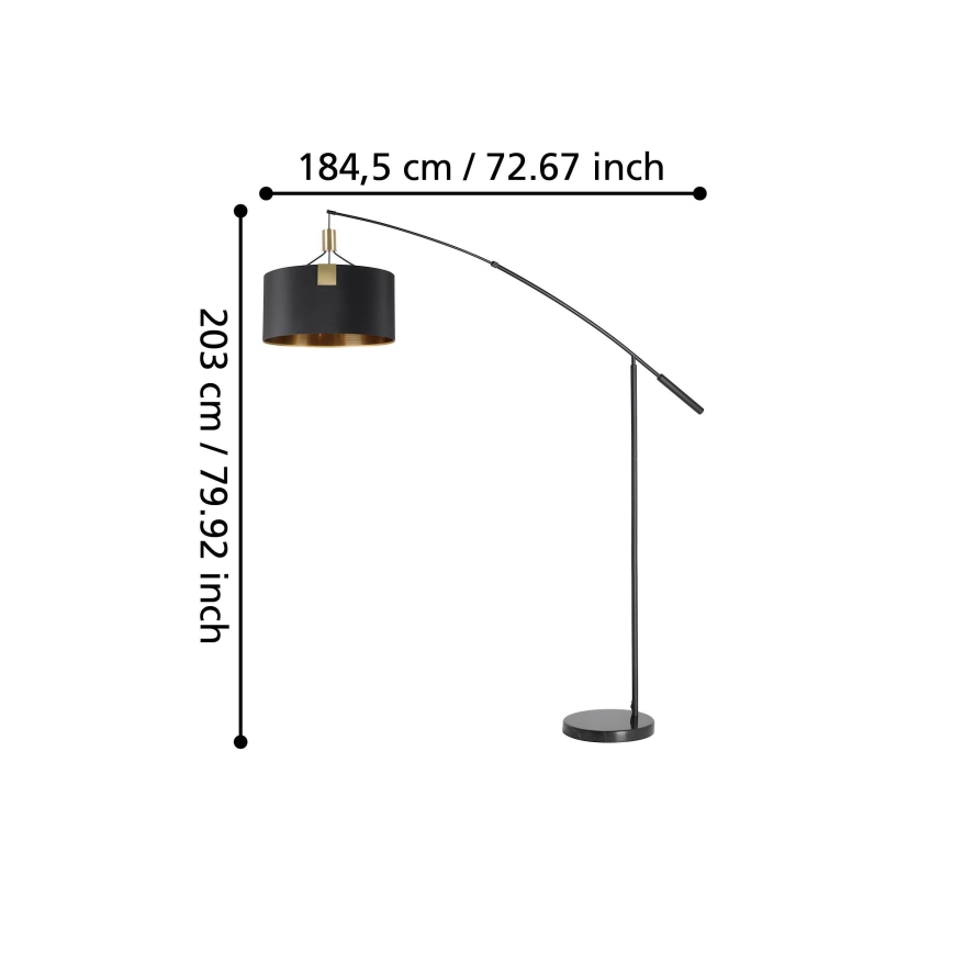 Eglo - Candeeiro de chão 3xE27/40W/230V preto/dourado