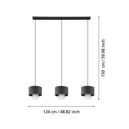 Eglo - Candeeiro suspenso 3xE27/40W/230V preto