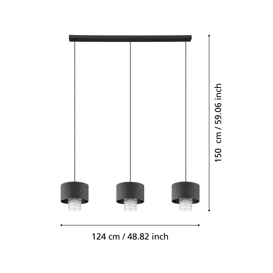 Eglo - Candeeiro suspenso 3xE27/40W/230V preto