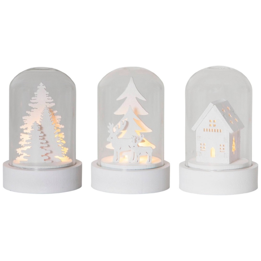 Eglo - CONJUNTO 3x Decoração de Natal LED 1xLED/0,06W/1xCR2032 branco