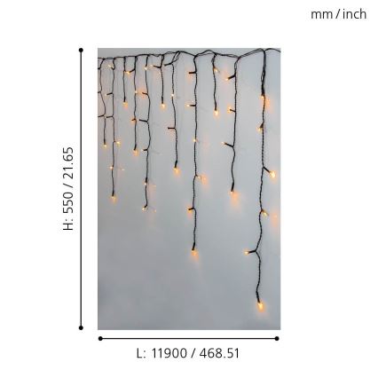 Eglo 410824 - Corrente de Natal LED para exterior 480xLED/17x0,55m IP44 branco quente