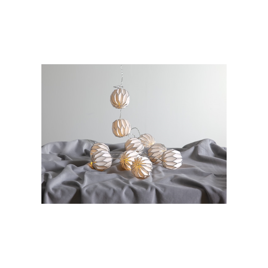 Eglo - Corrente de Natal LED 10xLED/3xAA 2,75m branco/prateado