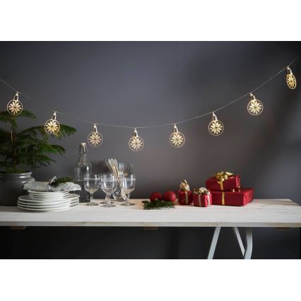 Eglo 411112 - Corrente de Natal LED ORNAMENT 10xLED/3xAA 2,4m branco quente