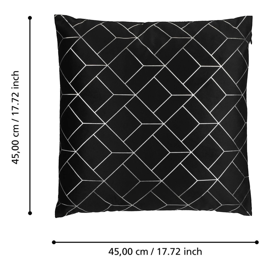 Eglo - Almofada decorativa 45x45 cm preto/prateado
