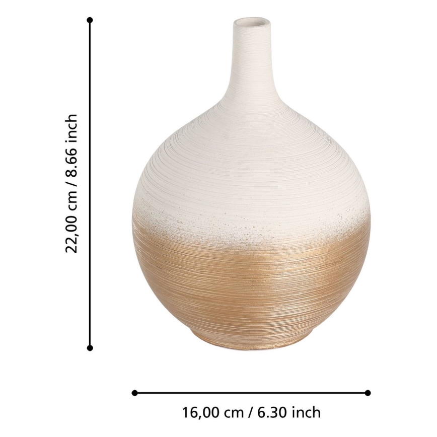 Eglo - Jarra de cerâmica 22x16 cm branco/dourado