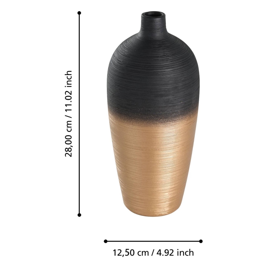 Eglo - Jarra de cerâmica 28x12,5 cm preto/dourado