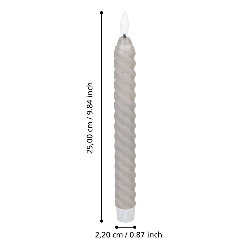 Eglo - CONJUNTO 2x Velas LED LED/1xAAA 25 cm cinzento