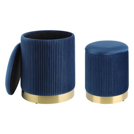 Eglo - CONJUNTO 2x Pufes diâmetro 31,5/36 cm azul/dourado
