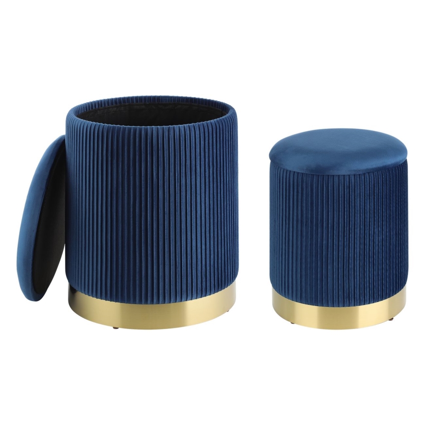 Eglo - CONJUNTO 2x Pufes diâmetro 31,5/36 cm azul/dourado