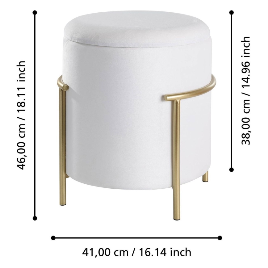 Eglo - Pufe 46x41 cm branco/dourado