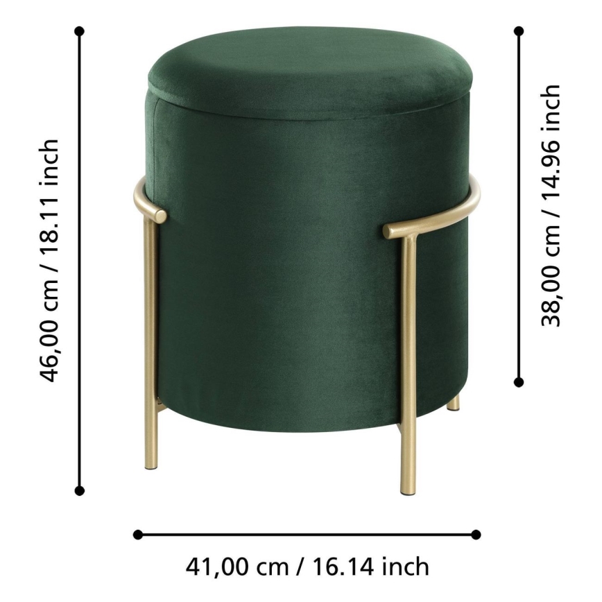 Eglo - Pufe 46x41 cm verde/dourado