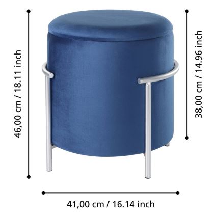 Eglo - Pufe 46x41 cm azul/cromado