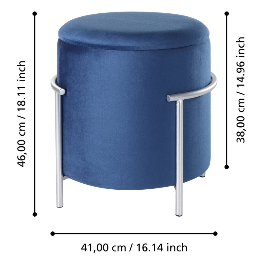 Eglo - Pufe 46x41 cm azul/cromado