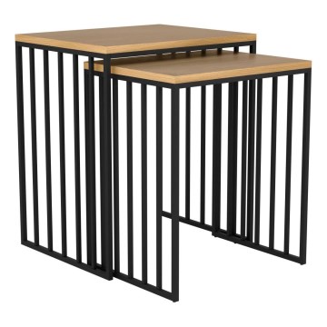 Eglo 424143 - Conjunto de 2 mesas de apoio TOZAWA, castanho/preto