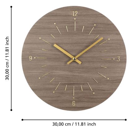 Eglo - Relógio de parede 1xAA diâmetro 30 cm castanho