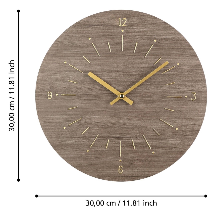 Eglo - Relógio de parede 1xAA diâmetro 30 cm castanho