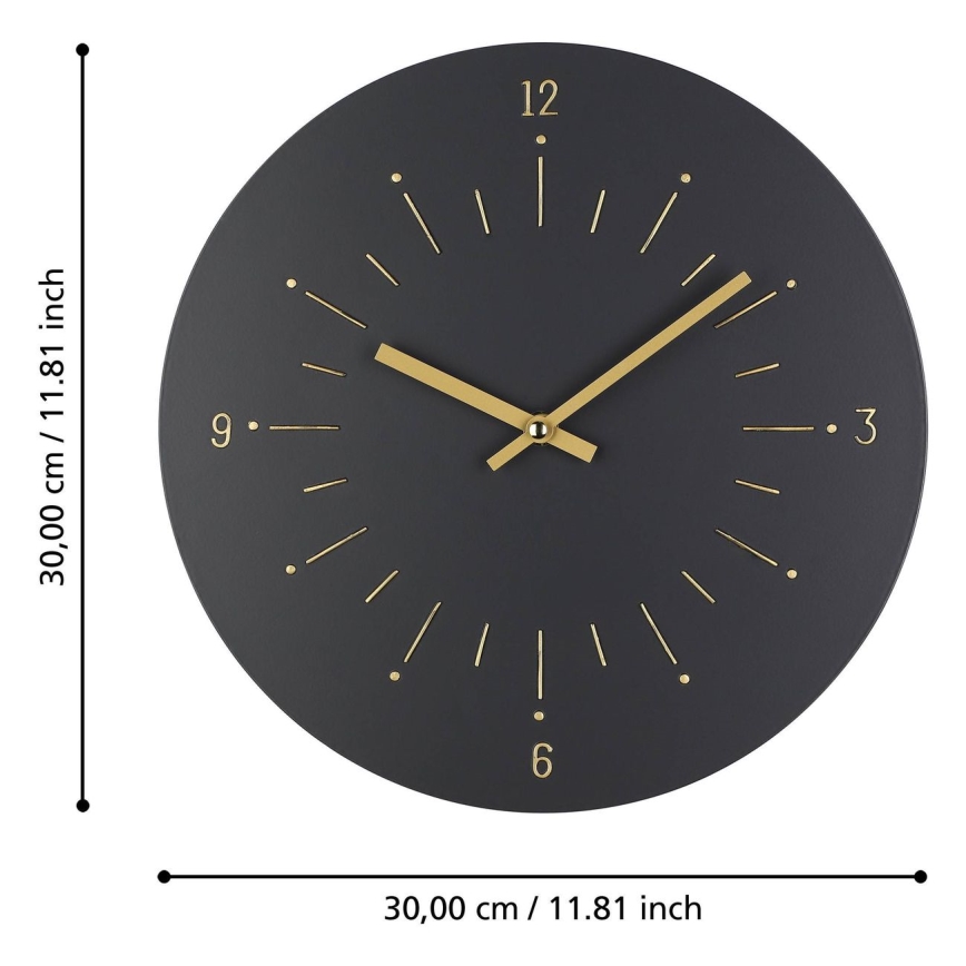 Eglo - Relógio de parede 1xAA diâmetro 30 cm preto