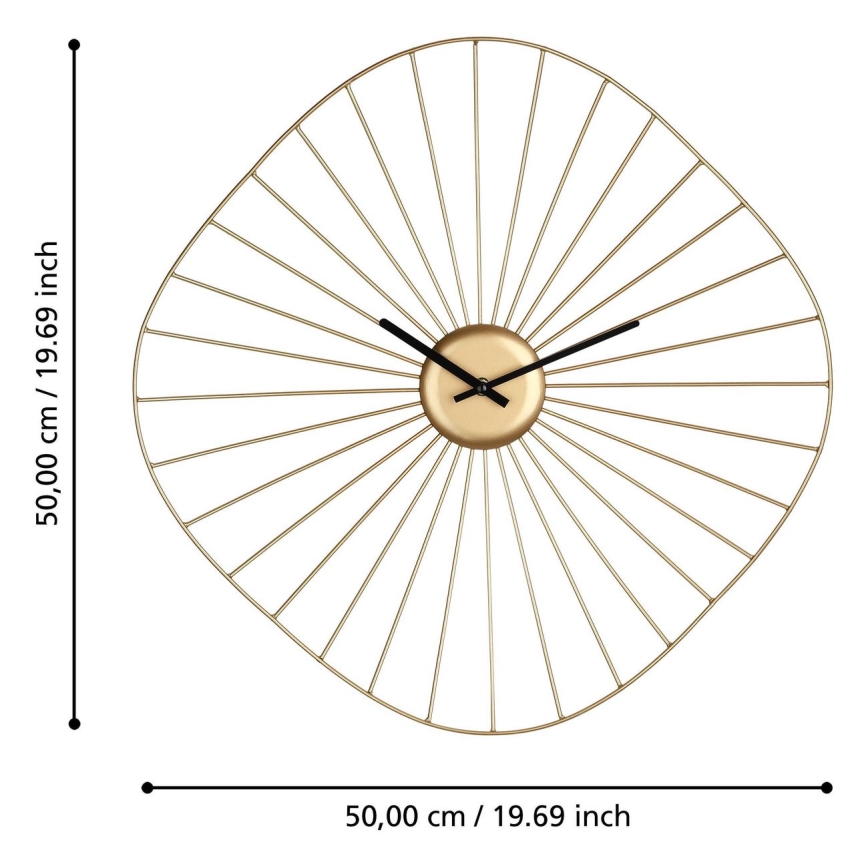 Eglo - Relógio de parede 1xAA 50x50 cm dourado