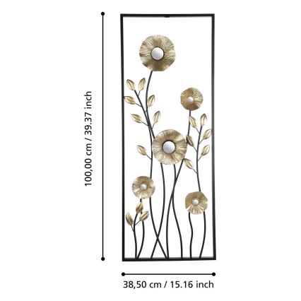 Eglo - Decoração de parede 100x38,5 cm preto/dourado