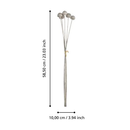 Eglo - Flor artificial 58,5 cm prateado