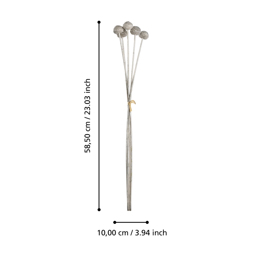 Eglo - Flor artificial 58,5 cm prateado