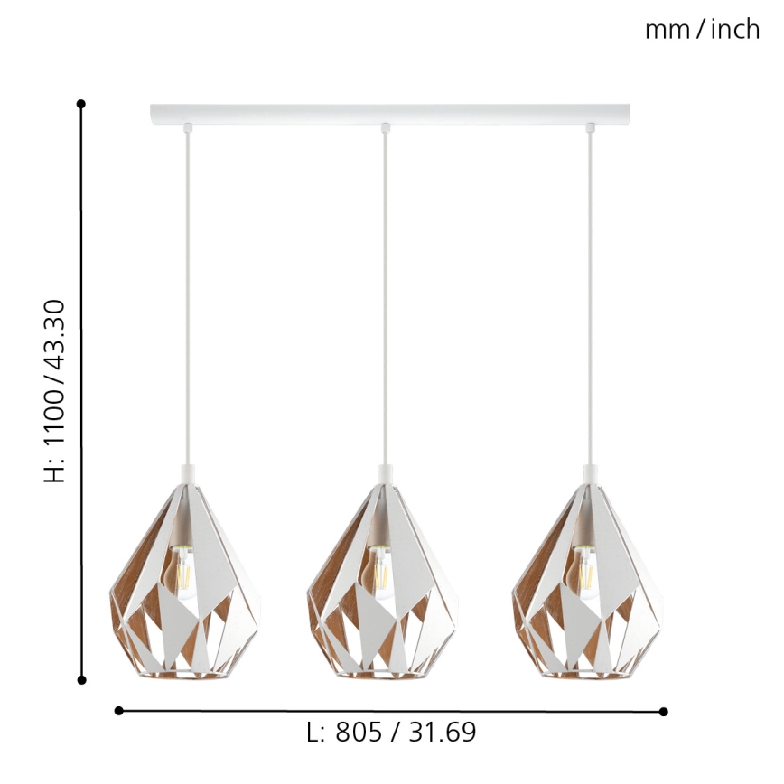 Eglo - Candelabro num fio 3xE27/60W/230V