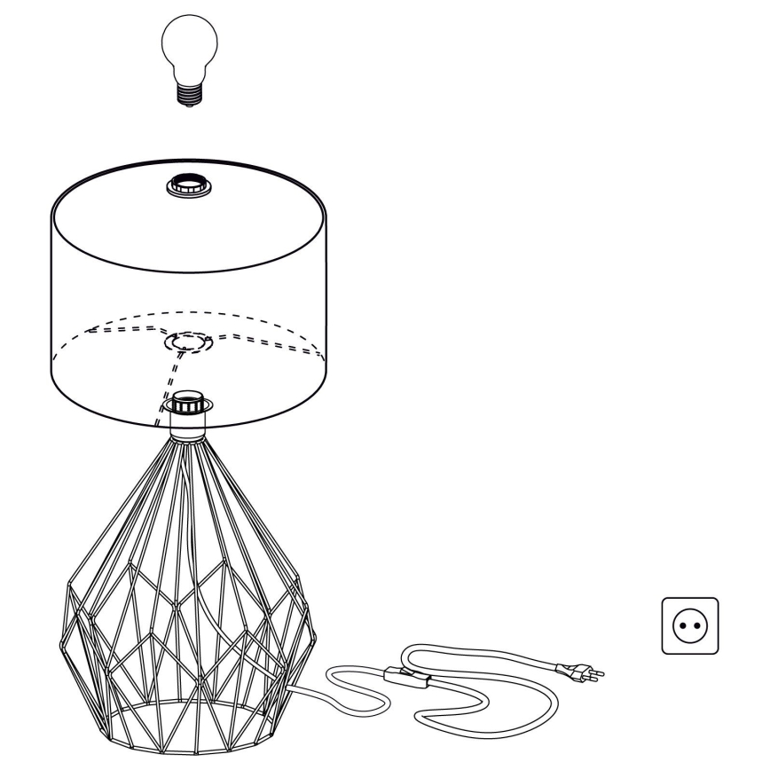 Eglo 43078 - Lâmpada de mesa CARLTON 1xE27/60W/230V