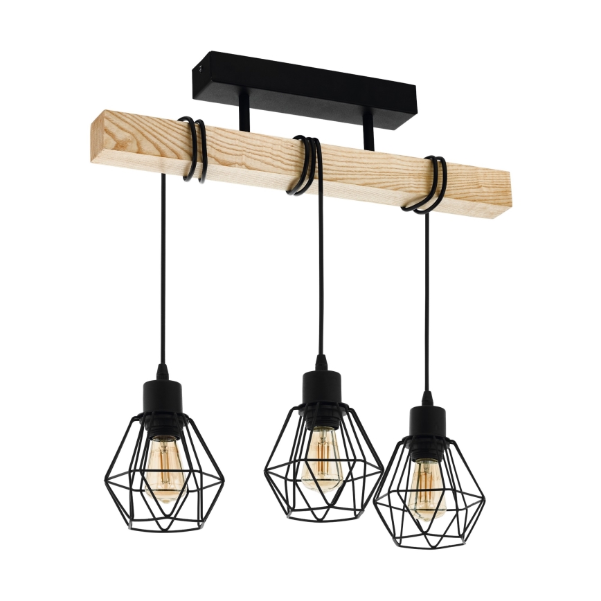 Eglo - Candelabro integrado TOWNSHEND 3xE27/60W/230V pinho