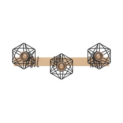 Eglo - Candelabro integrado TOWNSHEND 3xE27/60W/230V pinho