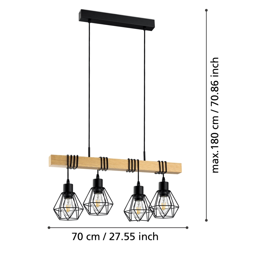 Eglo - Candelabro num fio TOWNSHEND 4xE27/60W/230V basket