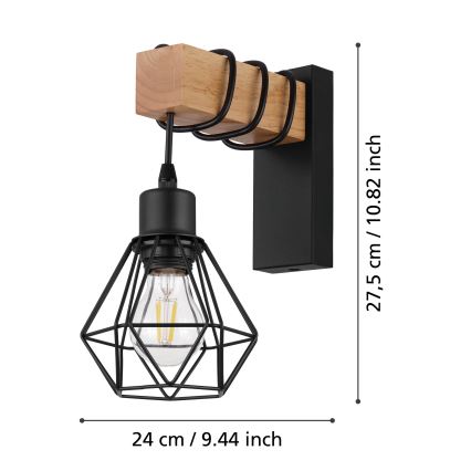 Eglo - Luz de parede TOWNSHEND 1xE27/60W/230V