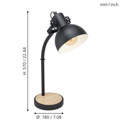 Eglo 43165 - Lâmpada de mesa LUBENHAM 1xE27/28W/230V