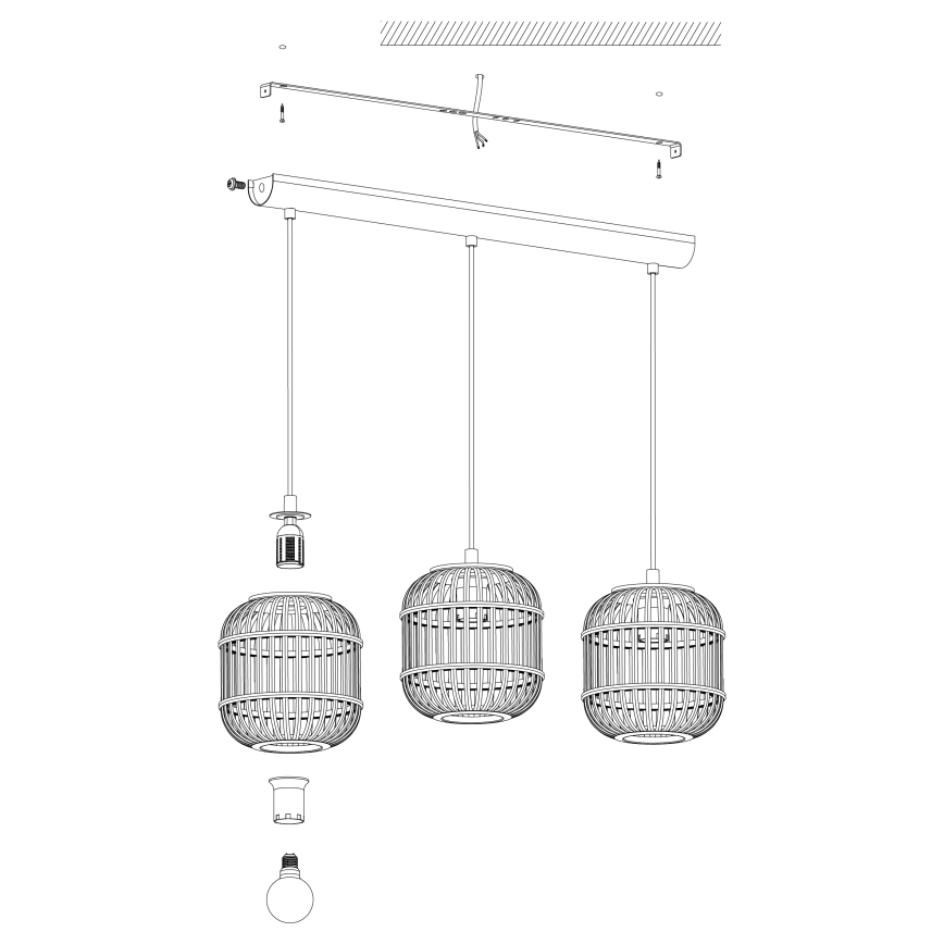 Eglo - Candelabro num fio 3xE27/28W/230V