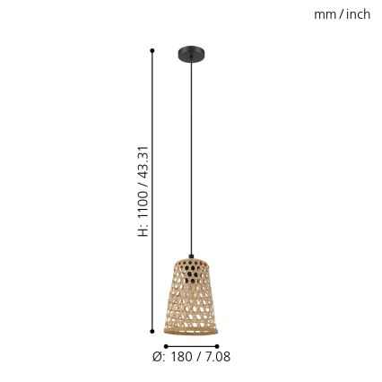 Eglo - Candelabro num fio 1xE27/40W/230V diâmetro 180mm