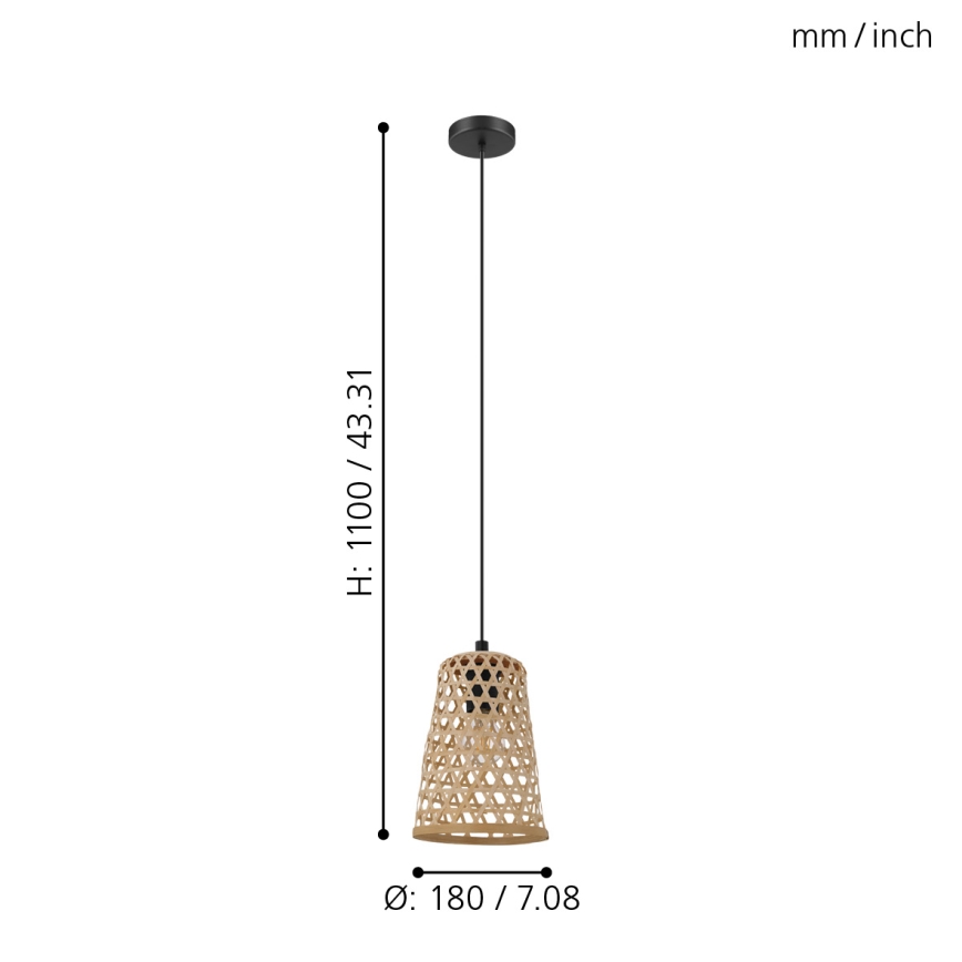 Eglo - Candelabro num fio 1xE27/40W/230V diâmetro 180mm