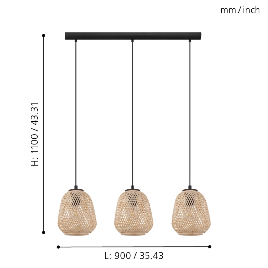 Eglo - Candelabro num fio 3xE27/40W/230V