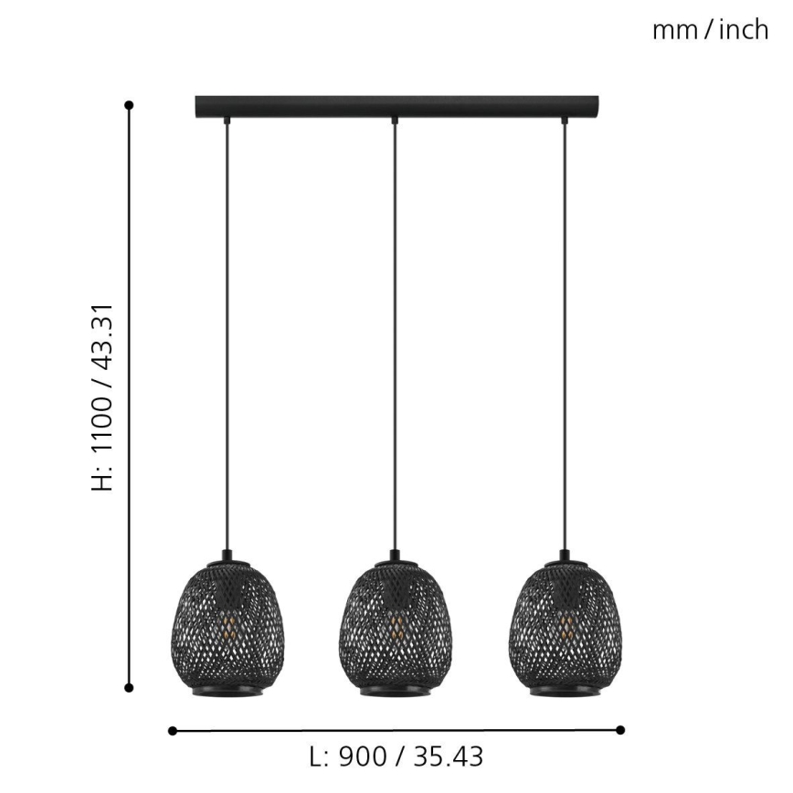 Eglo - Candelabro num fio 3xE27/40W/230V