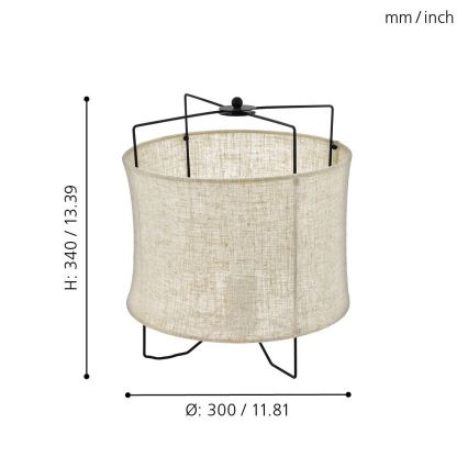 Eglo 43293 - Lâmpada de mesa BRIDEKIRK 1xE27/40W/230V
