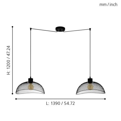 Eglo - Candeeiro suspenso 2xE27/60W/230V aranha