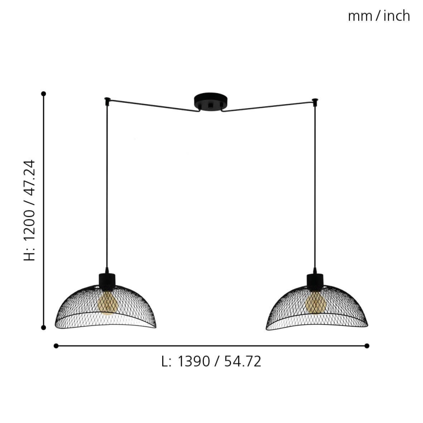 Eglo - Candeeiro suspenso 2xE27/60W/230V aranha