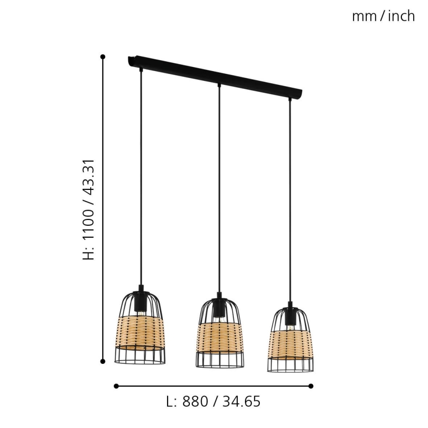 Eglo - Candelabro num fio 3xE27/40W/230V