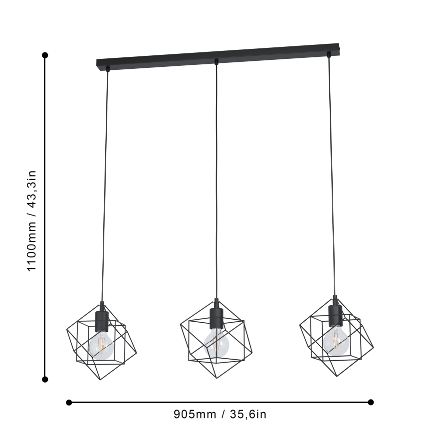 Eglo - Candelabro num fio 3xE27/60W/230V