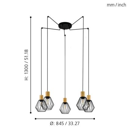 Eglo - Candeeiro suspenso 5xE27/60W/230V aranha