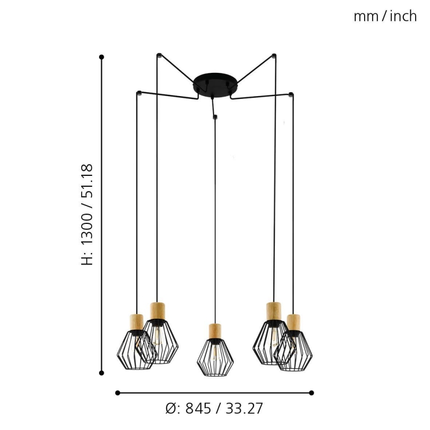 Eglo - Candeeiro suspenso 5xE27/60W/230V aranha