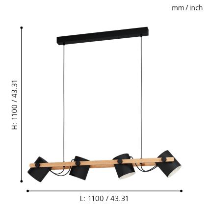 Eglo - Candelabro num fio 4xE27/28W/230V