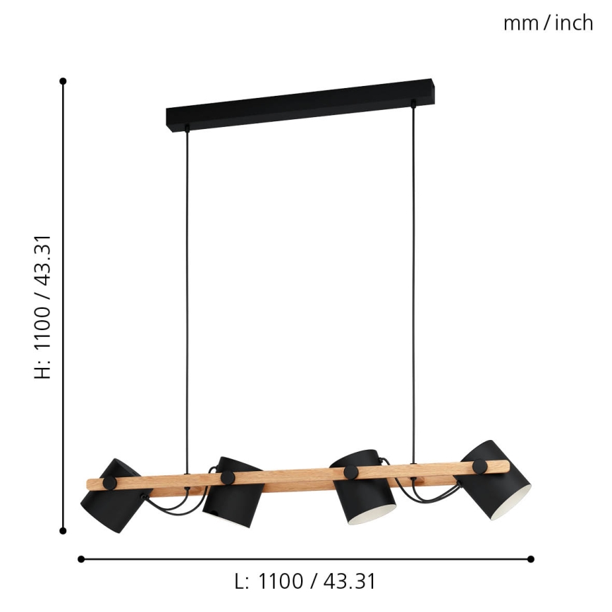 Eglo - Candelabro num fio 4xE27/28W/230V