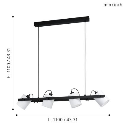 Eglo - Candelabro num fio 4xE27/28W/230V