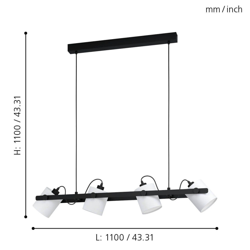 Eglo - Candelabro num fio 4xE27/28W/230V