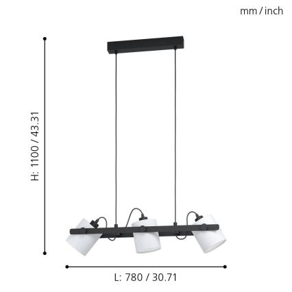 Eglo - Candelabro num fio 3xE27/28W/230V
